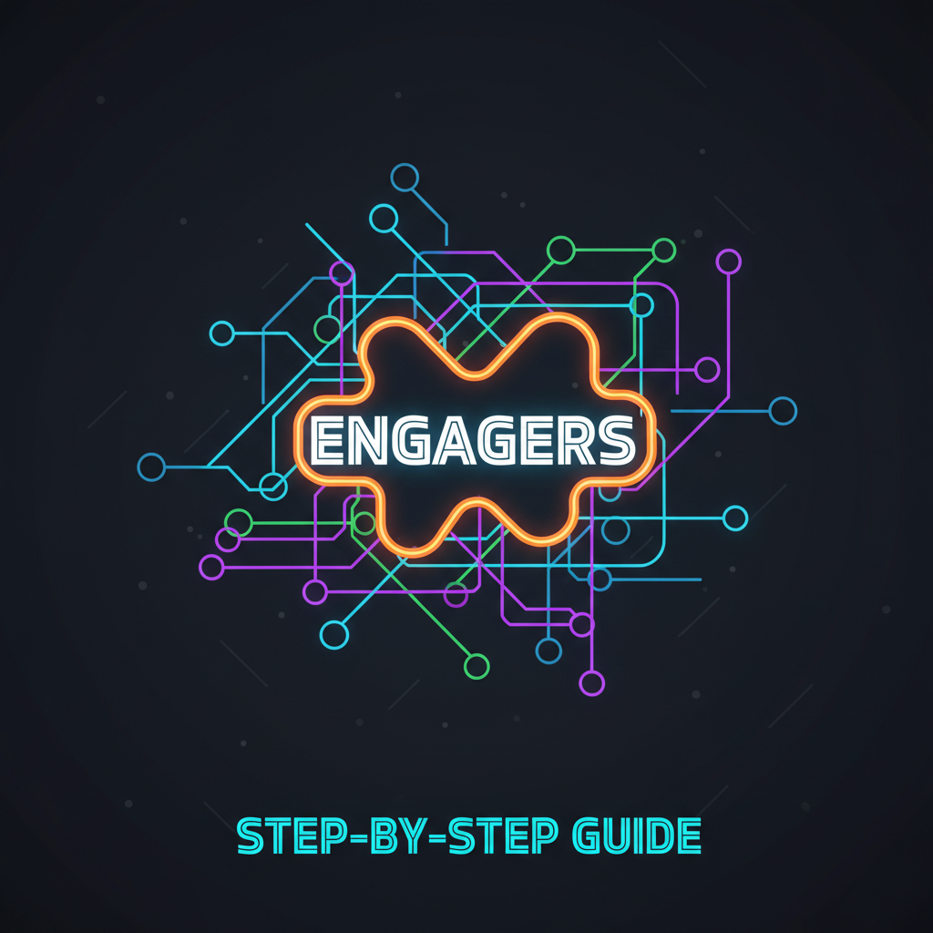 social network graph with nodes and connections highlighting engagers, neon web3 aesthetic