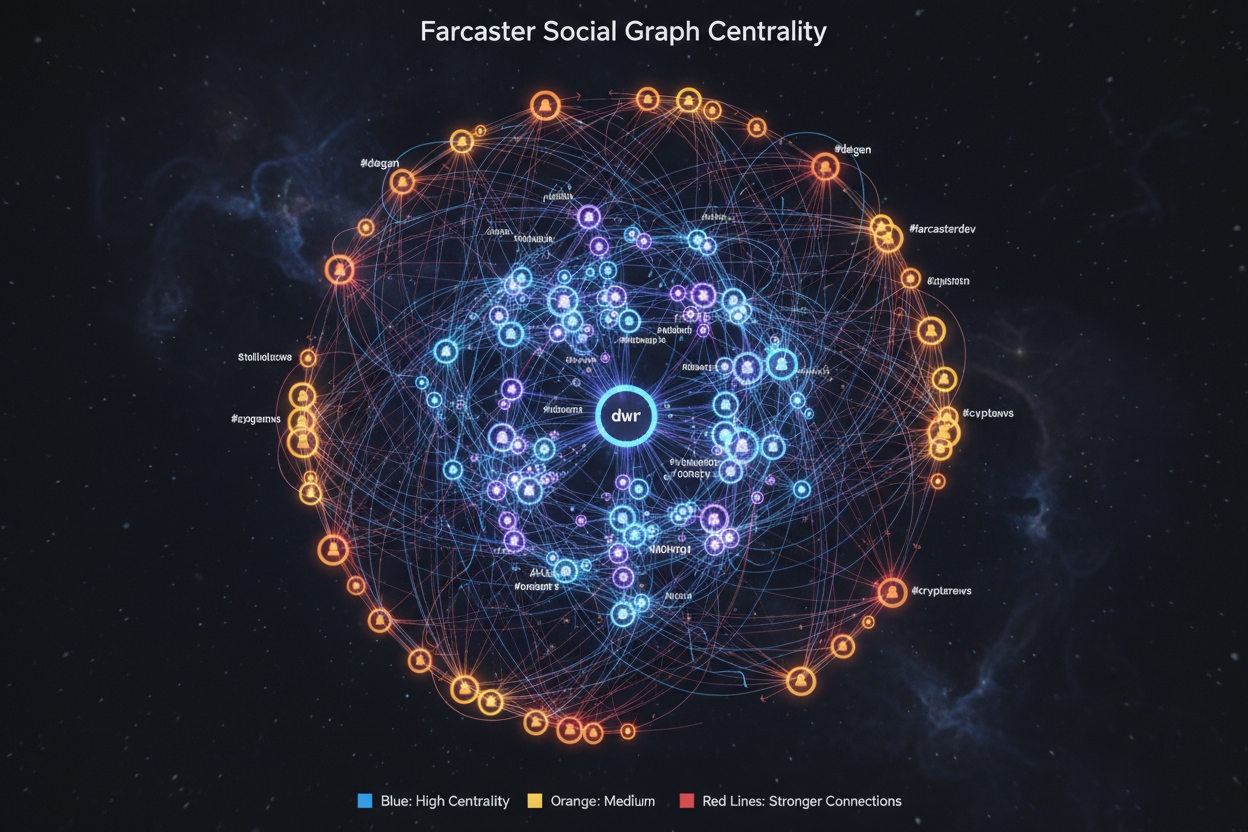 Farcaster social graph centrality visualization