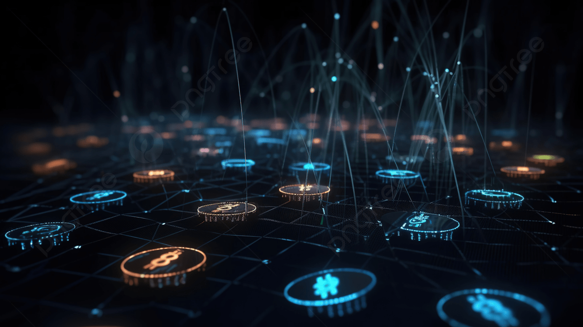 Abstract visualization of interconnected glowing nodes representing tokenized Web3 social graphs with trading arrows and blockchain links