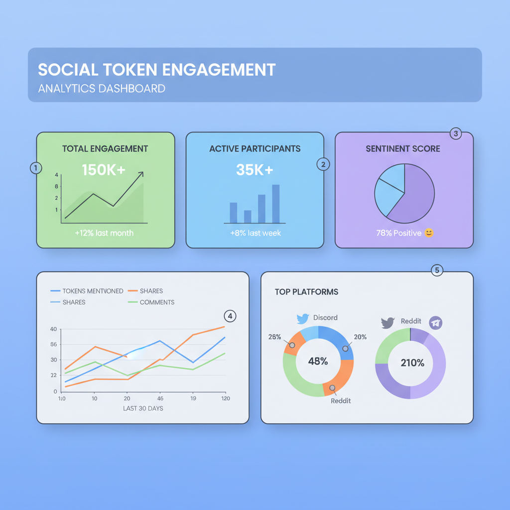 professional analytics dashboard monitoring social token engagement metrics graphs