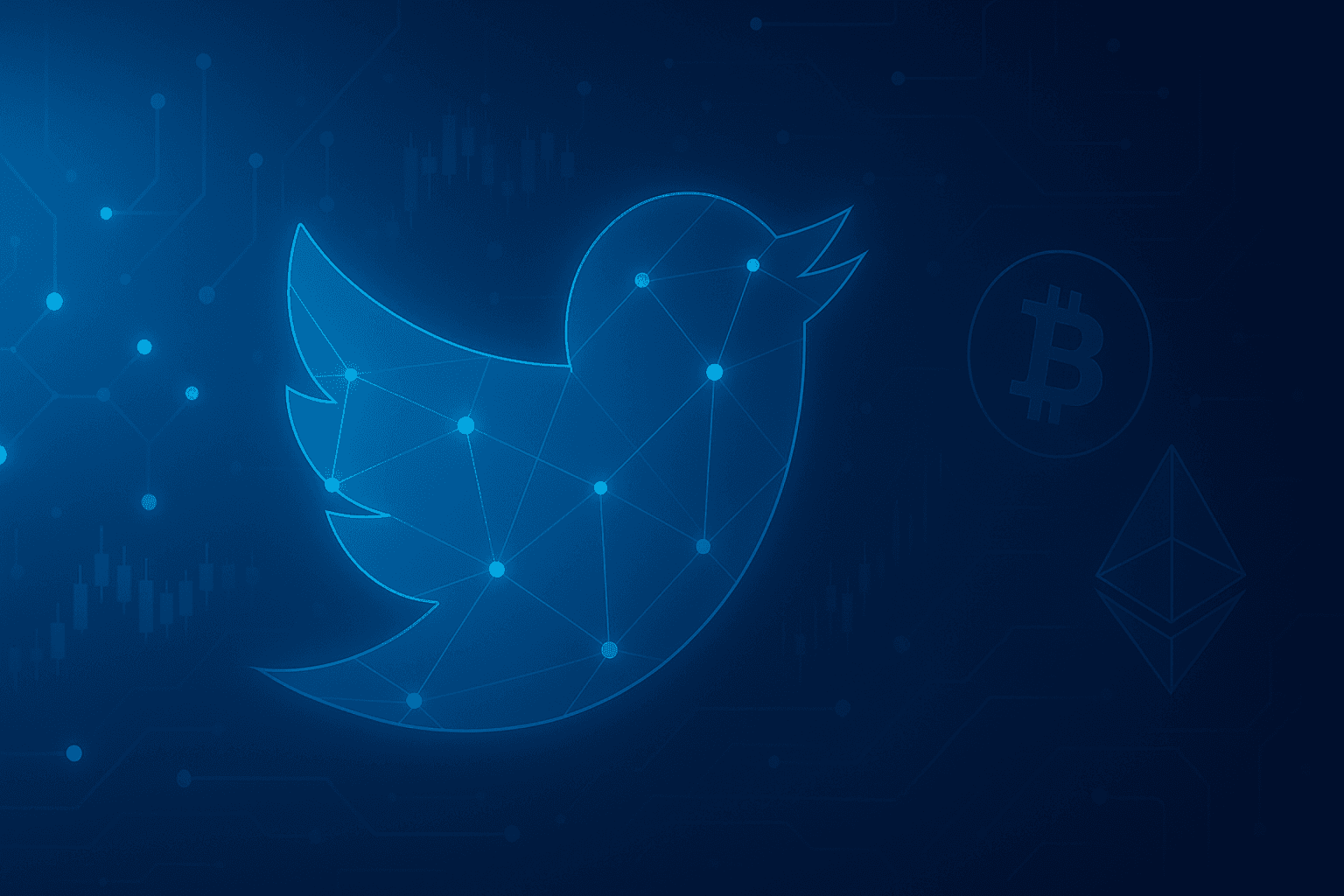 Dynamic Web3 visualization of tokenized Twitter follower graph with influencer nodes and speculative trade edges in SocialFi network
