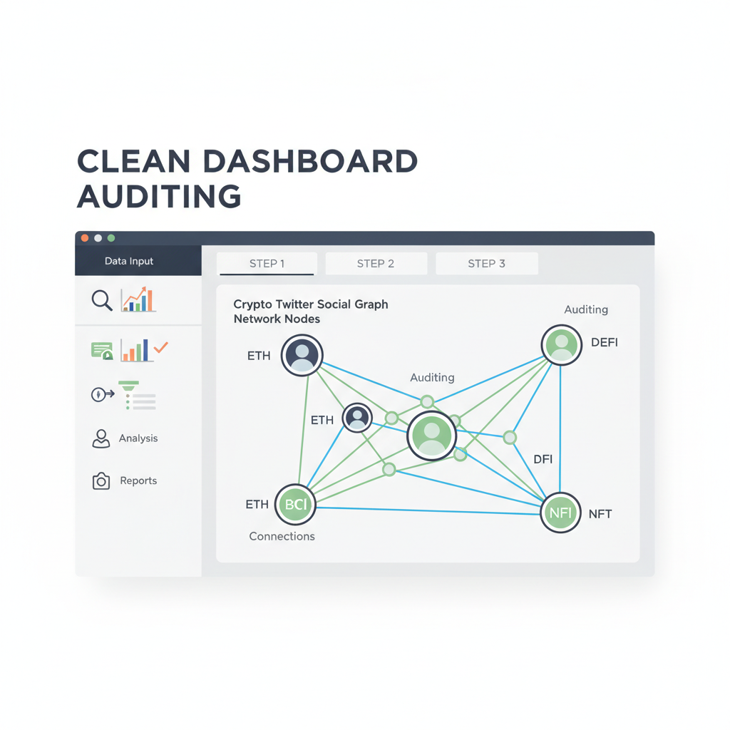 clean dashboard auditing crypto twitter social graph network nodes connections